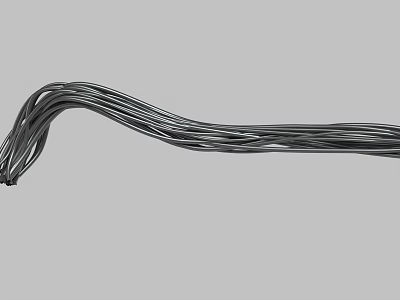 Thin Black Metal Wire Strands with Curved Flexible Structure on Gray Background 3d model