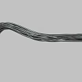 Thin Black Metal Wire Strands with Curved Flexible Structure on Gray Background 3d model