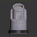 Natural Landscape With Metallic Cylindrical And Square Shiny Structures