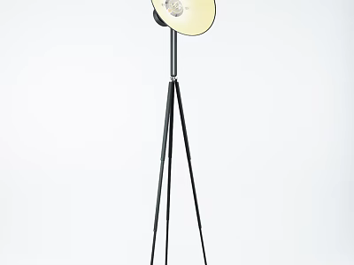 Modern Tripod Floor Lamp with Black Stand and White Lampshade for Living Room 3d model
