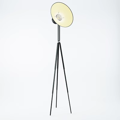 Modern Tripod Floor Lamp with Black Stand and White Lampshade for Living Room 3d model