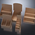 Paper Display Boxes With Various Compartments And Shelf Designs For Products 3d model