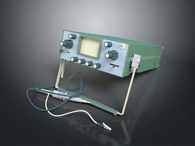 Military Weapon Control Device With Green Panel Screen Knobs And Cables 3d model