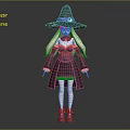 Magical Game Movie Character With Witch Hat Purple Ribbon Long Blonde Hair And Purple Outfit