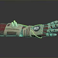 Robot Character With Bionic Mechanical Arm Featuring Red Silver Joints And Finger Structure
