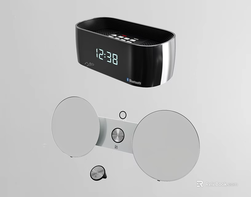 Modern Headphone Speaker With Digital Display And Circular White Design Features 3d model