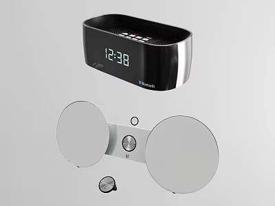 Modern Headphone Speaker With Digital Display And Circular White Design Features 3d model