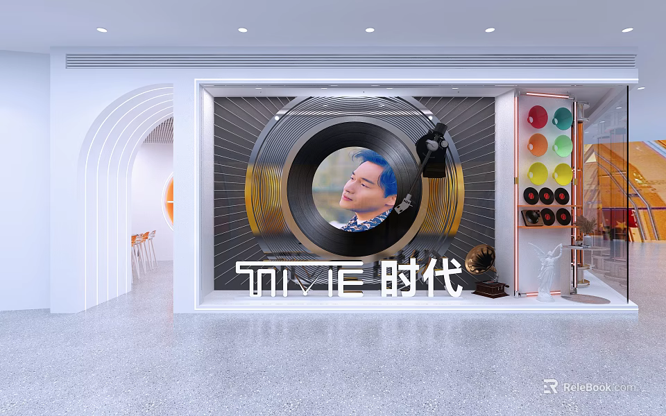 New Craftsmanship Era Specialty Store With Modern Design Circular Decor And Product Displays 3d model 