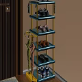 Space Saving Multi Tier Shoe Cabinet With Umbrella Hooks Organizing Shoes In Entryway