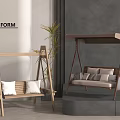 POLIFORM Modern Swing Chairs With Wooden Frame Woven Details And Cushions