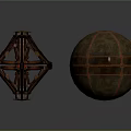 Creature Inspired Diamond Shaped Metal Sculpture And Character Like Spherical Copper Artwork