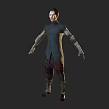 Man in Blue and Red Long Sleeve Costume 3D Character Model Posing