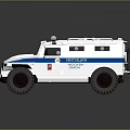 White Police Car Toy With Blue Stripes Roof Lights And Police Markings