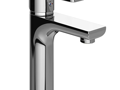 Polished Chrome Modern Bathroom Sink Faucet With Single Handle Sleek Design And Contemporary Look 3d model