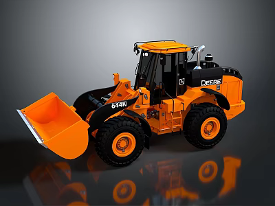 John Deere 644P Orange Wheel Loader With Front Bucket And Heavy Duty Tires 3d model
