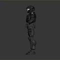Gray Armored Mechanical Robot Figure With Detailed Joints And Sci Fi Design