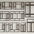 Black Frames of Various Shapes and Sizes Arranged in Grid Pattern 3d model