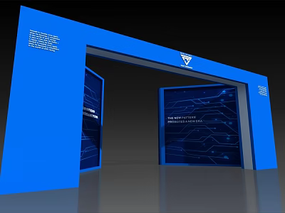 Modern Blue Archway Design With Side Panels And Digital Tech Inspired Graphics 3d model