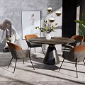 Modern Dining Table and Chair Combination Dining Table and Chair 3d model