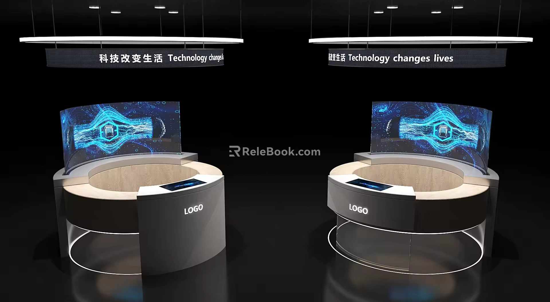 Exhibition Display Table Interactive Table Booth Transparent Screen Multimedia Interactive Exhibition Items 3d model