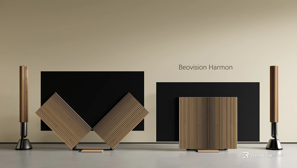 Modern Foldable Wooden TV Design With Black Panel For Home Interior 3d model