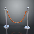 Scenic Landscape View Featuring Silver Posts With Orange Rope and Floor Reflection in Gray Background 3d model
