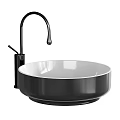 Modern Round Ceramic Wash Basin with Black Faucet and Elegant Bathroom Decor Design