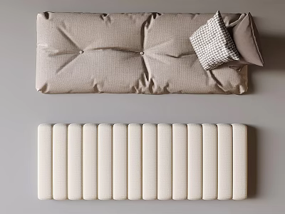 Cozy Upholstered Sofa With Buttons Pillows And Vertical Tufted Bench 3d model