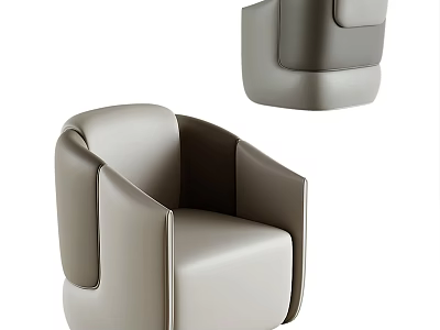 Modern Minimalist Accent Chair With Light Gray Leather And Sleek Curved Armrests 3d model