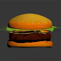 Delicious Hamburger With Yellow Sesame Bun Green Lettuce And Beef Patty