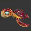 Colorful Reptile Plush Toy Red and Yellow Patterned Turtle with Big Eyes
