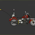 Red Motorcycle With Black Seat Yellow Accents Extended Rear Parts And Chrome Design