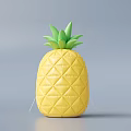 Yellow Pineapple Shaped Inflatable With Green Leaves Diamond Pattern On Gray Background 3d model