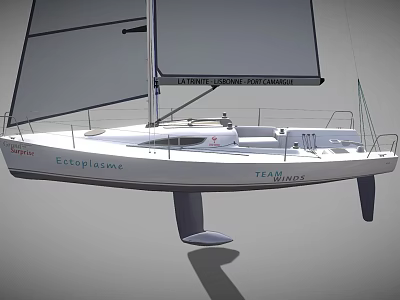Eclipsys TF-04005 Sailboat With White Hull Black Sails Open Deck And Keel 3d model
