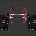 Red Futuristic Off Road Buggy With Open Metal Frame And Large Tires Design