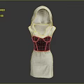 Stylish White Hooded Sleeveless Dress Featuring Dark Corset Design Apparel