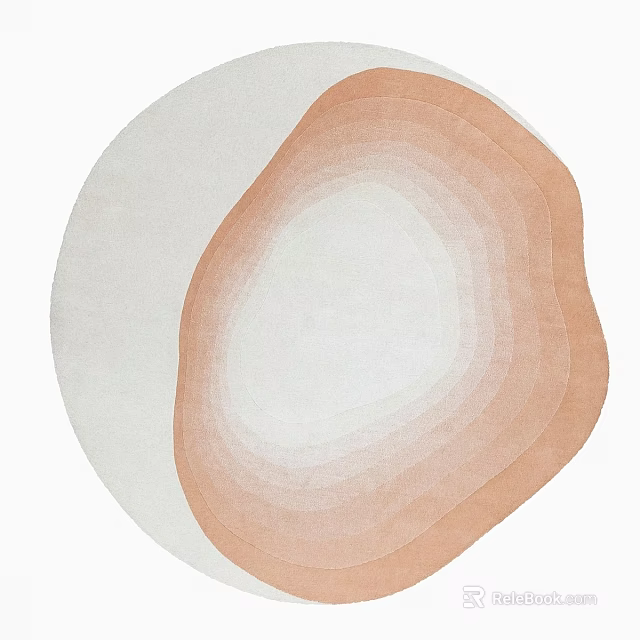 Modern Square Rug With Gradient Beige Light Brown Circular Layered Design 3d model 