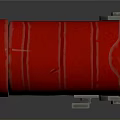 Red Mailbox With Wooden Post Metal Slot And Gray Base Design