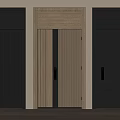 Modern Security Door Design With Three Colors Black Light Wood Dark Gray And Vertical Stripes