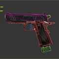 Tactical Modern Pistol With Metal Construction Green Sight And Grip Texture