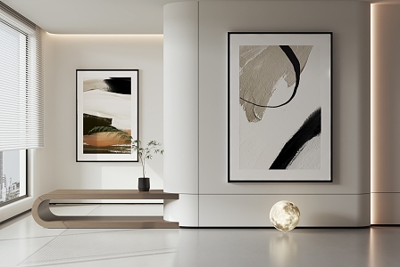 Modern Decorative Painting Black and White Painting Simple Hanging Painting 3d model