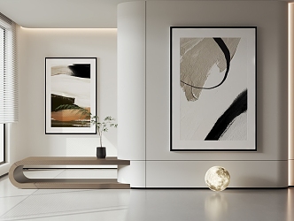 Modern Decorative Painting Black and White Painting Simple Hanging Painting 3d model