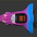 Vibrant Pink and Blue Concept Car with Transparent Canopy Orange Seat and White Patterns