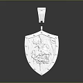 Silver Shield Shaped Pendant With Exquisite Engraved Pattern For Clothing Accessory
