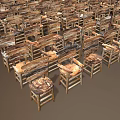 Many Handcrafted Wooden Chairs With Natural Wood Grain Neatly Arranged In Rustic Design
