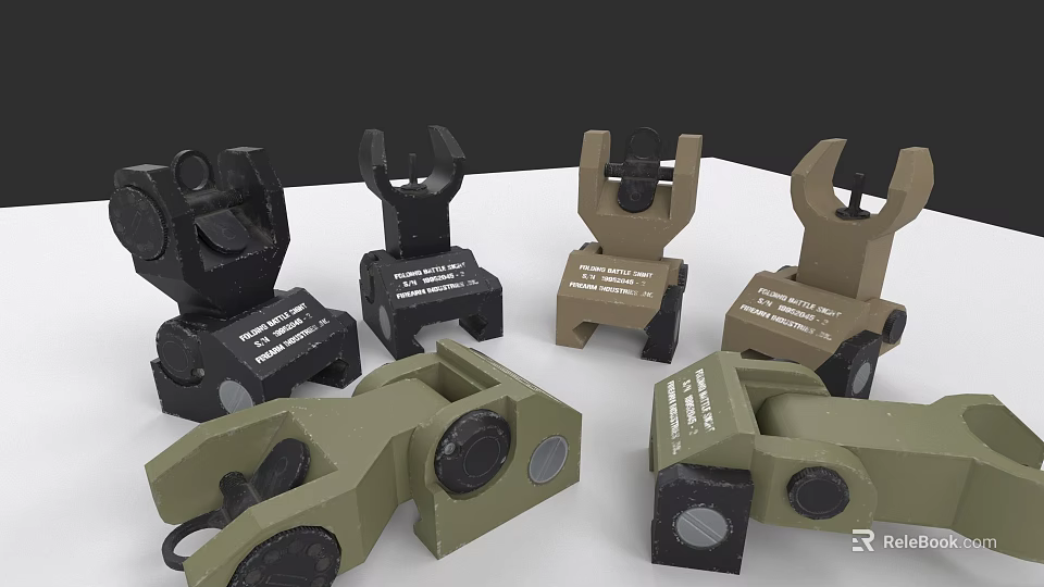 Tactical Weapon Scope Mounts in Black Brown and Green for Military Gear 3d model 
