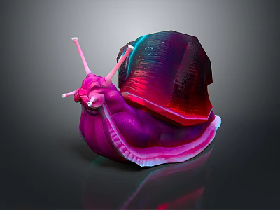 Vibrant Reptile Featuring Pink Body and Red Blue Gradient Shell on Dark Background with Reflection 3d model
