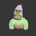 White Gorilla Model With Fluffy Fur And Grinning Facial Features