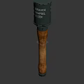 Military Hand Grenade Weapon With Metal Casing And Wooden Handle Design