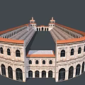 Grand European style Architecture With Red Tile Roofs Arched Windows Bell Towers And Stone Walls
